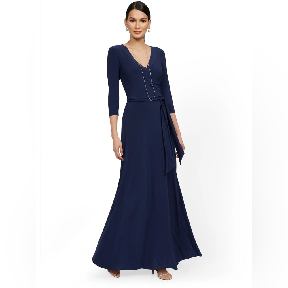 NY&Co 3/4-Sleeve Tie-Front Maxi Dress